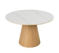 irwin ceramic top wooden dining table round in sand