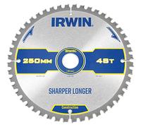 IRWIN IRW1897398 250 x 30mm 48-Teeth Construction Circular Saw Blade with ATB Tooth Grind/ Negative Hook