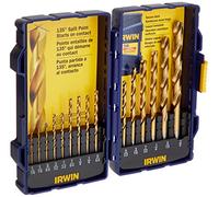 Irwin Tools 4935607 Titanium Nitride Coated High-Speed Steel Drill Bit Set, Pro Case, 15-Piece