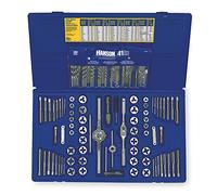 IRWIN Tools Hanson Machine Screw/Fractional/Metric Tap and Hex Die and Drill Bit Deluxe Set, 117 Piece 26377, Silver/Blue