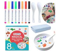 IRWPITW Magic Drawing Pen Bundle, 8 Colors Magical Water Painting Pens for Kids, Kiddies Create Magic Pen Floating Ink Drawings Set with Spoon and Towel, Tattoo Water Marker Gifts for Boys and Girls