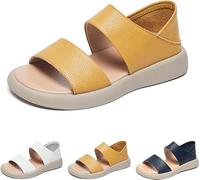 IRXELO Wearscomfy New Thick Sole Women's Stylish Genuine Leather Sandals,Orthopedic Sandals For Women,Asaruley Sandals (Yellow,40)