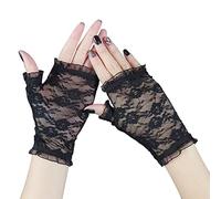 IRYNA Fingerless Lace Gloves - Black Lace Gloves for Women, Halloween Party Costume Accessory