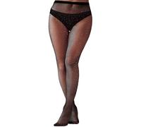 IRYNA Women's One Size Fishnet Sparkly Tights, Black, Size L, High Waist, Glitter, Rhinestone, Adult, 10-15 Denier, High Rise, Tights