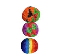Iryreafer Hand Knitted Hacky Sack Footbag Set, Colorful Crochet Juggling Balls for Kids Adults, Juggling Balls for Children Soft Filled Sandbags for Balance And Coordination, Outdoor Game Toy (3PCs)