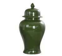 IRYZE Ginger Jar Simple Ceramic Ginger Jar Vase With Lid Green Large Chinese Antique Porcelain Temple Jars With Lid Temple Jars (Color : A, Size : 20 * 35cm)