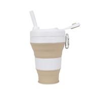 Irzaki Collapsible Coffee Cup 20oz/600ml - Reusable Silicone Cups for Traveling - Foldable Collapsible Cup with Lid - Travel Mug Camping Cup - Pocket Size (Khaki)