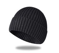 Irzaki Mens Beanie - Winter Hats for Men Cuff Fleece Beanie Knit Wool Skull Cap for Outdoor Activities and Daily Use Black
