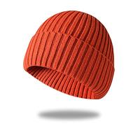 Irzaki Mens Beanie - Winter Hats for Men Women Cuff Fleece Beanie Knit Wool Skull Cap for Outdoor Activities and Daily Use Orange