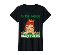 is 1st Grade Ready for Me Back to School First Grader Girls Value Graphic T-Shirt, Women, Black, S