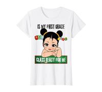 is 1st Grade Ready for Me Back to School First Grader Girls Value Graphic T-Shirt, Women, White, L