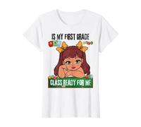 is 1st Grade Ready for Me Back to School First Grader Girls Value Graphic T-Shirt, Women, White, S