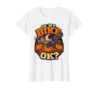 is My Bike OK? Skeleton Mountain Biker Halloween MTB Biking Value Graphic T-Shirt, Women, White, M