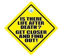Is There Life After Death Get Closer And Find Out Car Sign, Car Sign by iwantthatsign.com, Baby On Board Sign Style, Suction Cup Car Sign