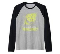 is There Life Beyond Pickleball Funny Space Pickleball Humor Raglan Baseball Tee