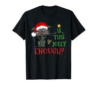 Is This Jolly Enough Cat Christmas Lights Bored Cat Funny T-Shirt
