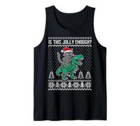 is This Jolly Enough, Christmas cat Riding Dinosaur t rex Tank Top