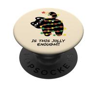Is This Jolly Enough Funny Black Cat Christmas Lights PopSockets Adhesive PopGrip