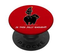 Is This Jolly Enough Funny Black Cat Christmas Tree Tail PopSockets Adhesive PopGrip