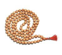 IS4A 8MM TULSI HOLY BASIL PRAYER BEADS JAPA MALA NECKLACE HAND KNOTTED. KARMA 108+1=109 BEADS. BLESSED & ENERGIZED HINDU TIBETAN BUDDHIST SUBHA ROSARY RED TESSEL