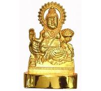 IS4A Ashtadhatu Kuber Kubera Vaisravana Ekaksipingala Raja Statue Idol Gold Polish 2.8''