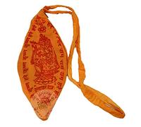 IS4A Gaumukhi Jap Mala Bag (Hare Rama Hare Krishna Design) Indian Handicraft Cotton Gomukhi Japa Mala Chanting Bag, Prayer Beads Mala Japa Jholi for Mantra Jap, Orange, L