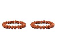 IS4A Panchmukhi ( 5 Face, Mukhi ) Rudraksha Bracelet Elastic Barcelet (Pack Of 2)