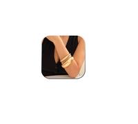 IS4U Chunky Gold Bracelet Stylish Wide Face Chunky Cuff Bracelet Hammer Wrist Cuff Wrap Bracelet Minimalist Wrist Cuff Bracelet Party Everyday Wear Fashion Jewelry for Women, L, Alloy Steel, no