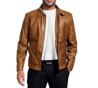 Isaac & David Chicago Mens Leather Jacket Real Lambskin Classic Vintage Style Leather Jackets For Men Leather Jacket for Mens, Camel, XXL