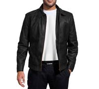 Isaac & David Chicago Mens Leather Jacket Real Lambskin Classic Vintage Style Leather Jackets For Men Leather Jacket for Mens, Black Cafe Racer, XXL