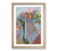 Isaac Grunewald Street Scene Vol.2 Framed Print | A2 Oak Framed Wall Art | Ready to Hang | Modern Cityscape Picture | Living Room Bedroom Lounge Office