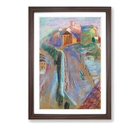 Isaac Grunewald Street Scene Vol.2 Framed Print | A2 Walnut Framed Wall Art | Ready to Hang | Modern Cityscape Picture | Living Room Bedroom Lounge Office