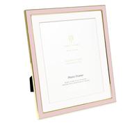 Isaac Jacobs 10x12 (Matted 8x10) Blush Enamel Picture Frame with Gold Metal Edge and Easel, Tabletop Display, Wall Décor, Photo Gallery, (10x12 (Matted 8x10), Blush with Gold)