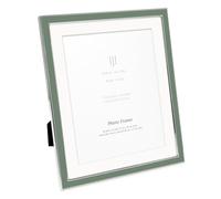 Isaac Jacobs 10x12 (Matted 8x10) Rosemary Green Enamel Picture Frame with Silver Metal Edge and Easel, Tabletop Display, Wall Décor, Photo Gallery, (10x12 (Matted 8x10), Rosemary Green with Silver)