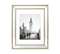 Isaac Jacobs 11x14 (Matted 8x10) Gold Beveled Mirror Picture Frame - Classic Mirrored Frame with Deep Slanted Angle Made for Wall Décor Display, Photo Gallery and Wall Art (11x14 (Matted 8x10), Gold)