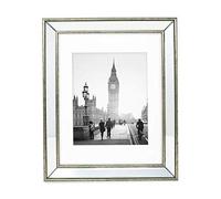 Isaac Jacobs 11x14 (Matted 8x10) Silver Beveled Mirror Picture Frame - Classic Mirrored Frame w/Deep Slanted Angle Made for Wall Décor Display, Photo Gallery & Wall Art (11x14 (Matted 8x10), Silver)
