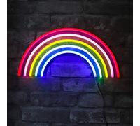 Isaac Jacobs 15” x 7.5” inch LED Neon ‘Multi-Colored Rainbow’ Wall Sign for Cool Light, Wall Art, Bedroom Decorations, Home Accessories, Party, and Holiday Décor: Powered by USB Wire (RAINBOW)