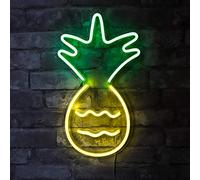 Isaac Jacobs 17” x 10” inch LED Neon ‘Yellow & Green Pineapple’ Wall Sign for Cool Light, Wall Art, Bedroom Decorations, Home Accessories, Party, and Holiday Décor: Powered by USB Wire (PINEAPPLE)