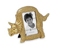 Isaac Jacobs 2" x 3" Resin Dinosaur Picture Frame - (Triceratops, Gold)