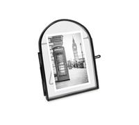 Isaac Jacobs 2x3 Vintage Style, Arched Brass & Glass Metal Floating Picture Frame with Locket Closure (Vertical), Made for Tabletop Display (2x3 Vertical, Black)