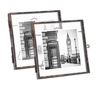 Isaac Jacobs 4x4 (2PK) Bronze Metal Floating Picture Frame, Locket Closure