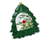Isaac Jacobs 4x4 Holiday-Inspired Christmas Tree Picture Frame, Green with Gold Star, Tabletop and Wall Display, Home Décor, Resin Frame, Holidays (4x4, Green, with Arched Photo Window)