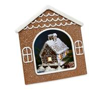Isaac Jacobs 4x4 Holiday-Inspired Gingerbread House Picture Frame, Glitter Resin Picture Frame, Tabletop or Wall Display, Home Décor (Holds 4x4 Photos)