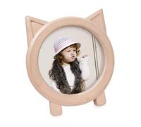 Isaac Jacobs 4x4 Round Resin Sentiment Cat Picture Frame with Ears, Photo Tabletop & Wall Display Hanging Display & Home Décor (Pink)