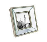 Isaac Jacobs 4x4 Silver Beveled Mirror Picture Frame - Classic Mirrored Frame with Deep Slanted Angle Made for Wall Décor Display, Photo Gallery and Wall Art (4x4, Silver)