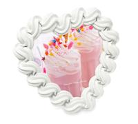 Isaac Jacobs 4x4 White Glossy Frosting Heart-shaped Picture Frame with Easel & Hook for Tabletop & Wall Display, Decorative Art Design, Home Décor, Gallery Wall, Desktop Display (4x4, White)