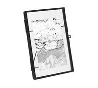 Isaac Jacobs 4x6 Black Vertical Metal Floating Photo Frame, Locket Closure