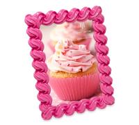 Isaac Jacobs 4x6 Dark Pink Glossy Frosting Rectangle Picture Frame with Easel & Hook for Tabletop & Wall Display, Decorative Art Design, Home Décor, Gallery Wall, Desktop Display (4x6, Dark Pink)