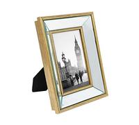 Isaac Jacobs 4x6 Gold Beveled Mirror Picture Frame - Classic Mirrored Frame with Deep Slanted Angle Made for Wall Décor Display, Photo Gallery and Wall Art (4x6, Gold)