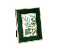 Isaac Jacobs 4x6 Green Velvet Picture Frame with Metallic Gold Double Border, Photo Frame, Horizontal & Vertical, Made for Tabletop & Wall Display, for Home and Office (4x6, Green with Gold)